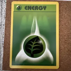 Ink Blot ERROR Pokemon 1999 Base Set Leaf Energy #99/102 LP - Image 1
