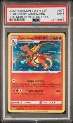 2022 POKEMON SWSH BLACK STAR PROMO #075 SPECIAL DELIVERY CHARIZARD-HOLO PSA 9 - Image 1