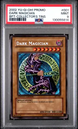 2002 YU-GI-OH! PROMO BPT-COLLECTOR'S TINS #001 DARK MAGICIAN PSA 9 - Image 1