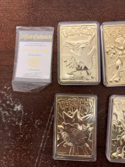 Pokemon MEWTWO & PIKACHU 23k Gold Plated Trading Card 1999 Burger King & More - Image 2