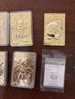 Pokemon MEWTWO & PIKACHU 23k Gold Plated Trading Card 1999 Burger King & More - Image 3