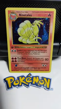 Ninetales Pokemon 1st Edition Shadowles Base Set 1999 12/102 Holo Artcard/Deko - Image 1