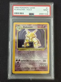 Pokemon TCG Alakazam Holo Rare Card 1/102 Base Set 1999 - Image 1