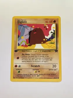 Diglett 52/82 1st Edition Team Rocket Common WOTC Vintage TCG Pokemon Card NM - Image 1