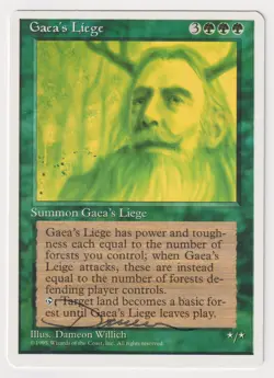 Signed Gaea's Liege Proof LP 4th Edition Artist Dameon Willich 1995 MTG Magic AP - Image 1