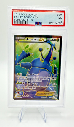 2014 Pokemon XY Furious Fists Full Art Heracross EX #105 | PSA 7 NM - Image 1