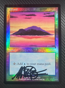 2002 MTG Arena Promo - ISLAND (Foil) NM- Mark Poole Autograph - Image 1