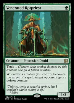NM-Mint, English MTG Regular Venerated Rotpriest Phyrexia: All Will Be One Magic - Image 1