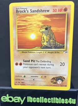 Brock's Sandshrew 072/132 Gym Heroes Pokemon Card Wotc 2000 Vintage NM F/S - Image 1