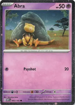 Pokemon - Abra #063/165 - SV: Scarlet & Violet 151 Cosmos Holo - Image 1