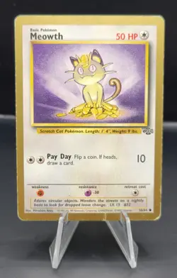 Pokemon TCG Meowth 56/64 Gold Border Promo MP - Jungle - Image 1