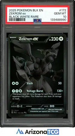 Pokemon 2025 Zekrom ex 172/086 Black White Rare Black Bolt GEM MT PSA 10 - Image 1