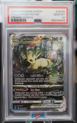 2023 POKEMON SWORD & SHIELD CROWN ZENITH #GG35 FULL ART/LEAFEON VSTAR PSA 10 - Image 1
