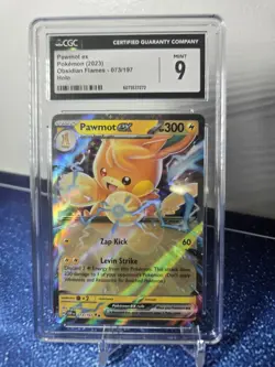 PAWMOT EX 073/197 2023 POKEMON OBSIDIAN FLAMES HOLO RARE CGC 9 MINT - Image 1