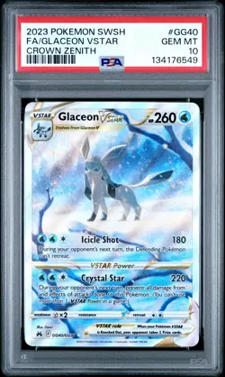 2023 POKEMON SWORD AND SHIELD CROWN ZENITH #GG40 FA/GLACEON VSTAR CROWN PSA 10 - Image 1