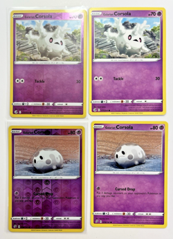 Pokemon TCG Lot Of 4 Galarian Corsola Basic Reverse Holo Rare Common - Image 1