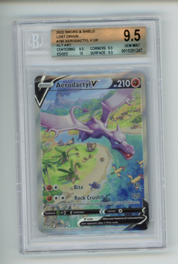 2022 Pokemon Lost Origin Aerodactyl V 180/196 Alternate Alt Art Rare BGS 9.5 - Image 1