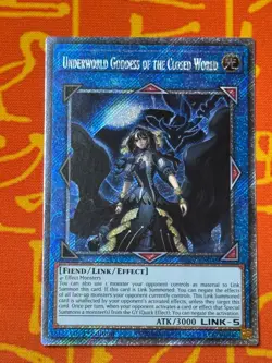 YUGIOH UNDERWORLD GODDESS OF THE CLOSED WORLD PLATINUM SECRET RARE RA02-EN045 - Image 1