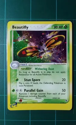 Pokemon Card EX Ruby & Sapphire # 2 Beautifly Holo Rare 2003 Nintendo LP - Image 1