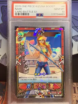 2015 PSA 10 ONE PIECE Kizuna Boost Card Battle Nami S1-04 Holo Cracked Ice - Image 1