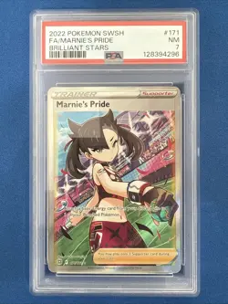Pokemon TCG Trainer Card Marnie's Pride 171/172 SWSH Brilliant Stars PSA 7 - Image 1