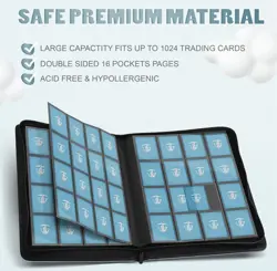 Blue 12 Pockets Trading Card Zipper Binder for 720 Cards| Secure Side Load - Image 5