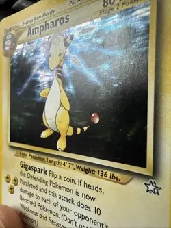 Pokemon TCG Ampharos Neo Genesis Holo Card Rare 1/111 - Image 3