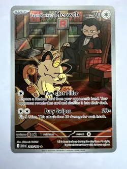Pokemon TCG Team Rockets Meowth Card 203/182 Destined Rivals NM - Image 1