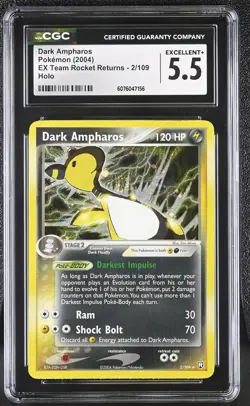 CGC 5.5 Dark Ampharos 2004 EX Team Rocket Returns 2/109 Holo Pokemon Card - Image 1