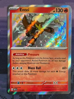 Entei 112/091 Pokemon Paldean Fates Shiny Rare Near Mint Card NM 1 - Image 1