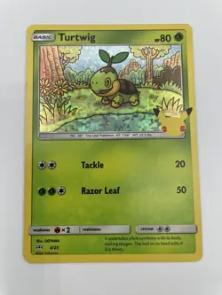 2021 Pokemon Turtwig Holo 4/25 Card McDonalds 25th Anniversary Holo Near Mint - Image 1
