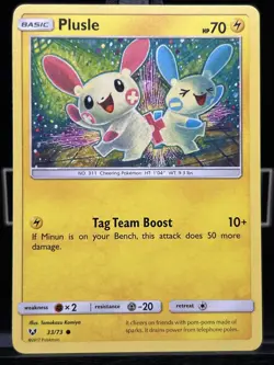 Plusle 33/73 NM - Shining Legends Pokemon Card - Tomokazu Komiya Art - Image 3