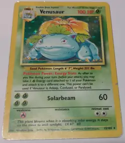 Venusaur Holo - Base Set Unlimited (15/102) - Moderate Play - Pokemon Card - Image 2