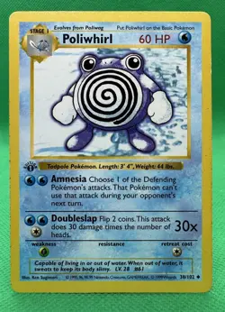 Pokemon Card TCG Poliwhirl 38/102 1st Edition Shadowless Base Set - Image 1