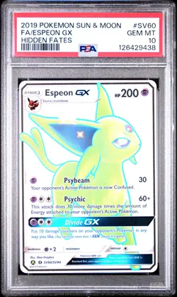 2019 POKEMON SUN & MOON HIDDEN FATES #SV60 FULL ART/ESPEON GX PSA 10 - Image 1