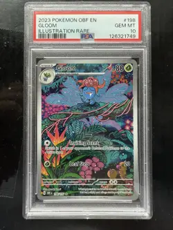 Pokemon Gloom Illustration Rare Holo 198/197 SV03: Obsidian Flames PSA 10 - Image 1