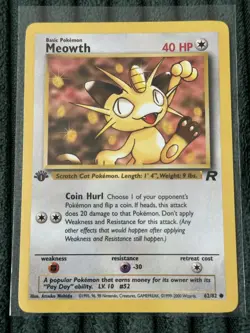Pokemon Team Rocket 1st Edition Meowth 62/82 - Image 1