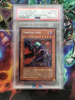 2003 Yu-Gi-Oh! Dark Crisis 1st Edition Vampire Lord DCR 000 PSA 8 NM-MT - Image 1