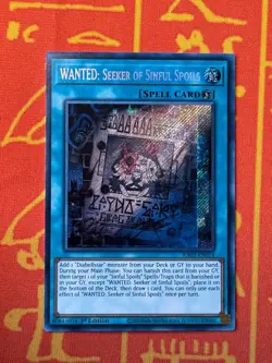 YUGIOH WANTED: SEEKER OF SINFUL SPOILS SECRET RARE NM RA03-EN074 - Image 1