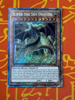 YUGIOH SLIFER THE SKY DRAGON PLATINUM SECRET RARE 1ST HEAVY PLAY RA03-EN244 - Image 1
