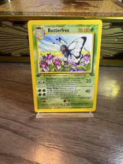 1999 Pokemon BUTTERFREE Jungle Set 1ST EDITION "d" ERROR Card 33/64 Mint - Image 1