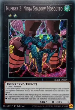 BLCR-EN029 NUMBER 2: NINJA SHADOW MOSQUITO SECRET RARE 1ST EDITION YuGiOh CARD - Image 1