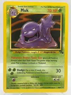 Muk 28/62 Fossil Unlimited Non Holo Rare WotC 1999 Vintage Pokemon TCG Card - Image 1