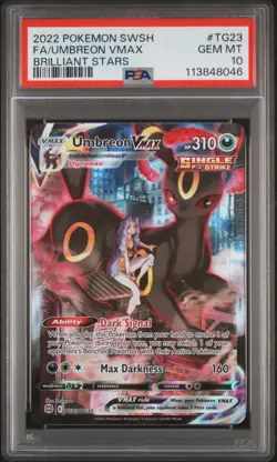 2022 POKEMON SWORD & SHIELD BRILLIANT STARS #TG23 FULL ART/UMBREON VMAX PSA 10 - Image 1