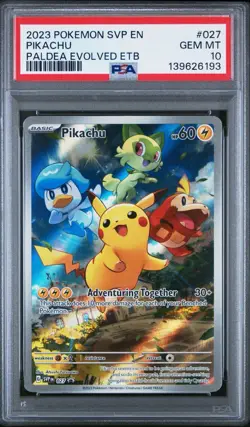 Pokemon TCG Pikachu 027 Promo SVP-EN Paldea Evolved ETB PSA 10 - Image 1