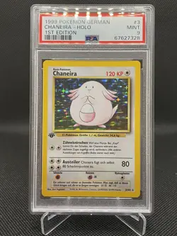 1999 Pokemon German Base Set 1st Edtion Chaneira Holo 3 PSA 9 - Image 1