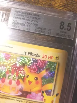 BGS 8.5 POKEMON CLASSIC COLLECTION CELEBRATIONS CONFETTI HOLO PIKACHU #24 PSA - Image 4