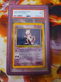 1999 Pokemon Base Set Mewtwo #10/102 Unlimited Holo Rare PSA 9. Keep The Guard - Image 1