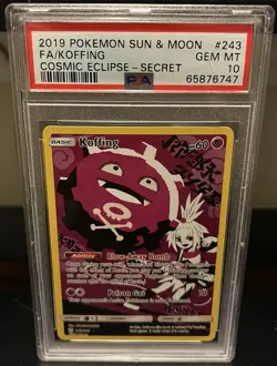 2019 POKEMON SUN & MOON COSMIC ECLIPSE #243 FULL ART/KOFFING PSA 10 - Image 1