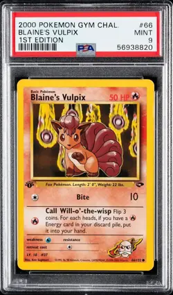 2000 Pokemon 1st Edition Gym Challenge - BLAINE's VULPIX card #66/132 - PSA 9 - Image 1